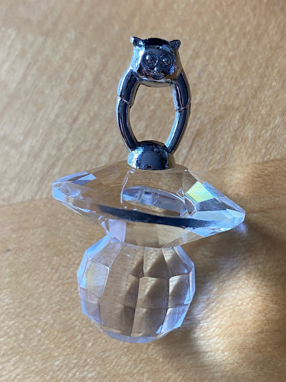 Crystal Pacifier Décor with Silver-Tone teddy bear Accent